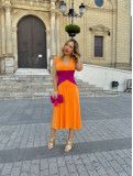 Vestido bicolor de invitada a boda y evento en tejido de punto de seda Vestido bicolor de invitada a boda y evento en tejido de punto de seda