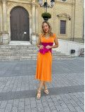 Vestido bicolor de invitada a boda y evento en tejido de punto de seda Vestido bicolor de invitada a boda y evento en tejido de punto de seda