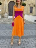 Vestido bicolor de invitada a boda y evento en tejido de punto de seda Vestido bicolor de invitada a boda y evento en tejido de punto de seda