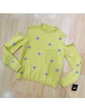 Jersey de punto fino con estampado de estrellas y aberturas en hombros Jersey de punto fino con estampado de estrellas y aberturas en hombros