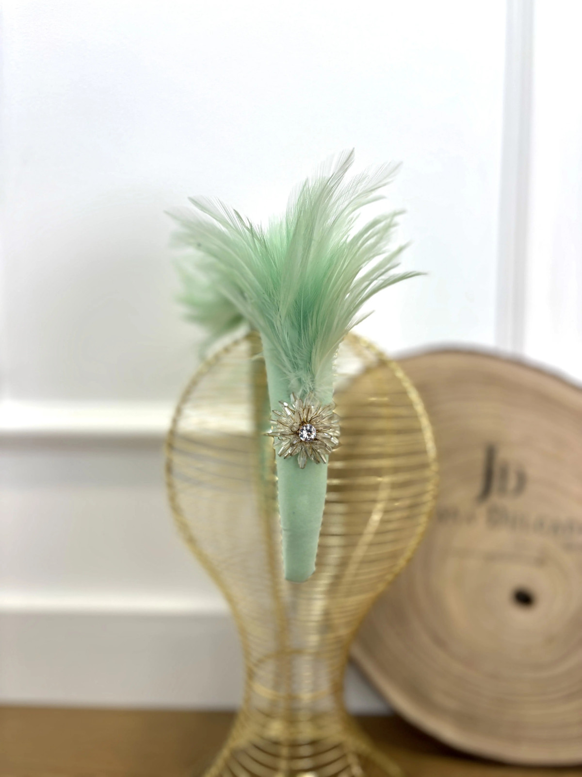 Diadema Fiesta Plumas Verde Manzana