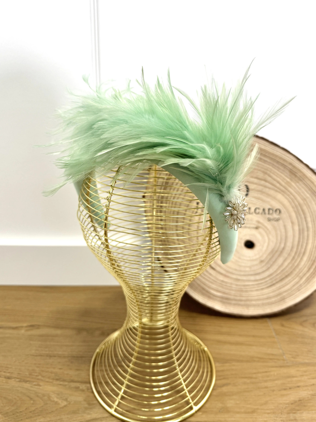 Diadema Fiesta Plumas Verde Manzana