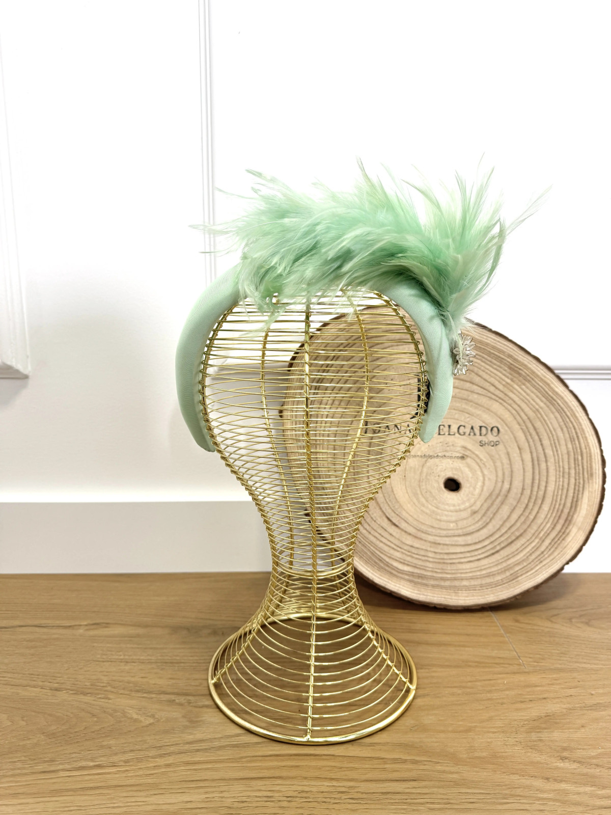 Diadema Fiesta Plumas Verde Manzana