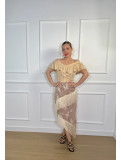 Falda de Flecos Bordada GIORGIA BEIGE