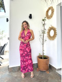 Vestido midi con estampado floral atado al cuello, ideal para un event Vestido midi con estampado floral atado al cuello, ideal para un event