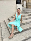 Vestido de fiesta , diseño exclusivo, en color verde agua. Vestido de fiesta , diseño exclusivo, en color verde agua.