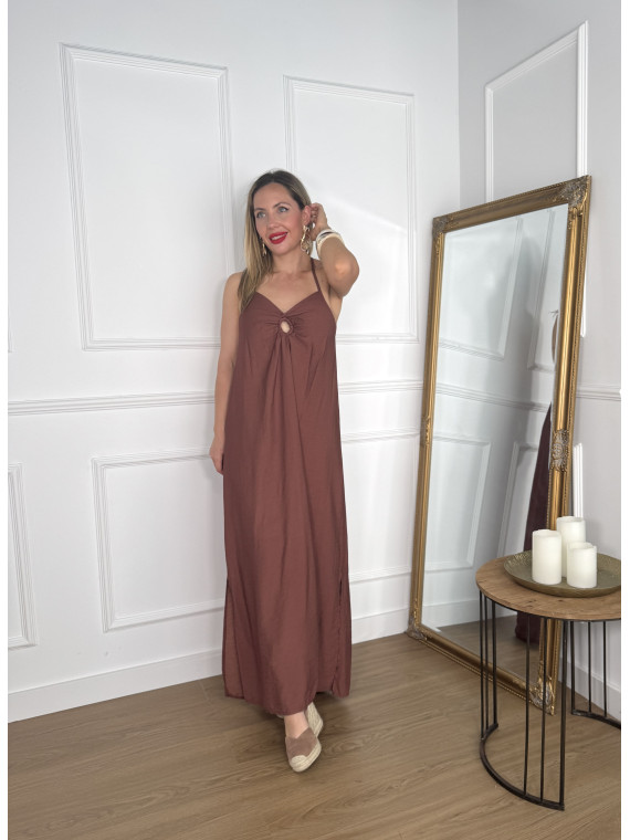 Vestido largo en tejido de bambula. Vestido largo en tejido de bambula.