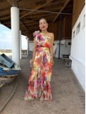 Vestido de fiesta largo de gasa ideal .