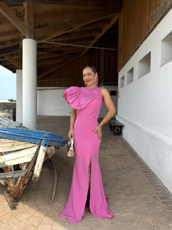 Vestido largo de fiesta desmontable en color liso. Vestido largo de fiesta desmontable en color liso.