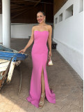 Vestido largo de fiesta desmontable en color liso. Vestido largo de fiesta desmontable en color liso.