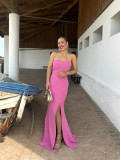 Vestido largo de fiesta desmontable en color liso. Vestido largo de fiesta desmontable en color liso.