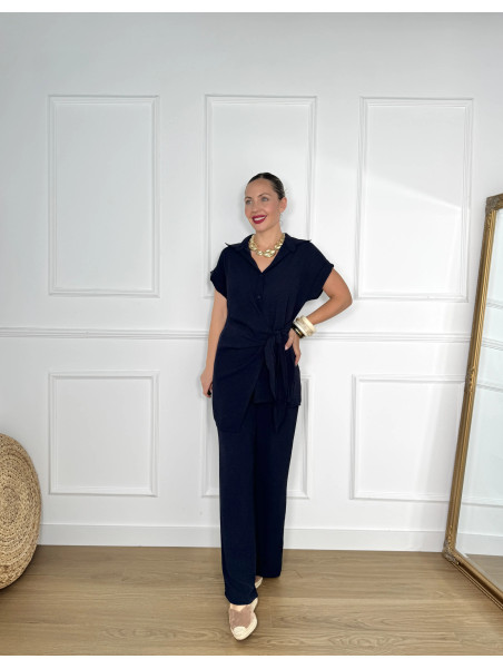 Conjunto de kimono con palazzo fluido ideal para un look veraniego.