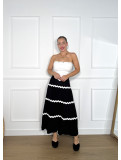 Falda midi de vuelo adornada con tira de ondulina, ideal para tus look Falda midi de vuelo adornada con tira de ondulina, ideal para tus look