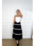 Falda midi de vuelo adornada con tira de ondulina, ideal para tus look Falda midi de vuelo adornada con tira de ondulina, ideal para tus look