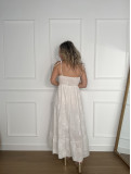 Vestido blanco perforado de largo midi, ideal para tus looks de verano Vestido blanco perforado de largo midi, ideal para tus looks de verano